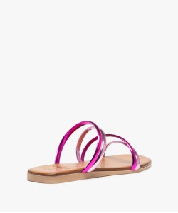 Mules femme avec brides bicolores effet miroir